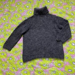 90s DKNY melton wool/knit swing top BLK