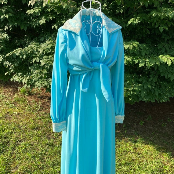 70s maxi dress set cornflower blue |S - M| 1970s … - image 2