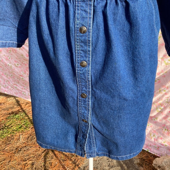 vintage 80s shirt dress cottage core denim cotton… - image 5