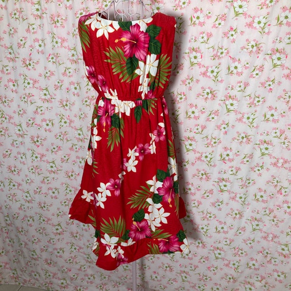 70s 80s vintage dress | S-M | Hawaiian floral red… - image 8