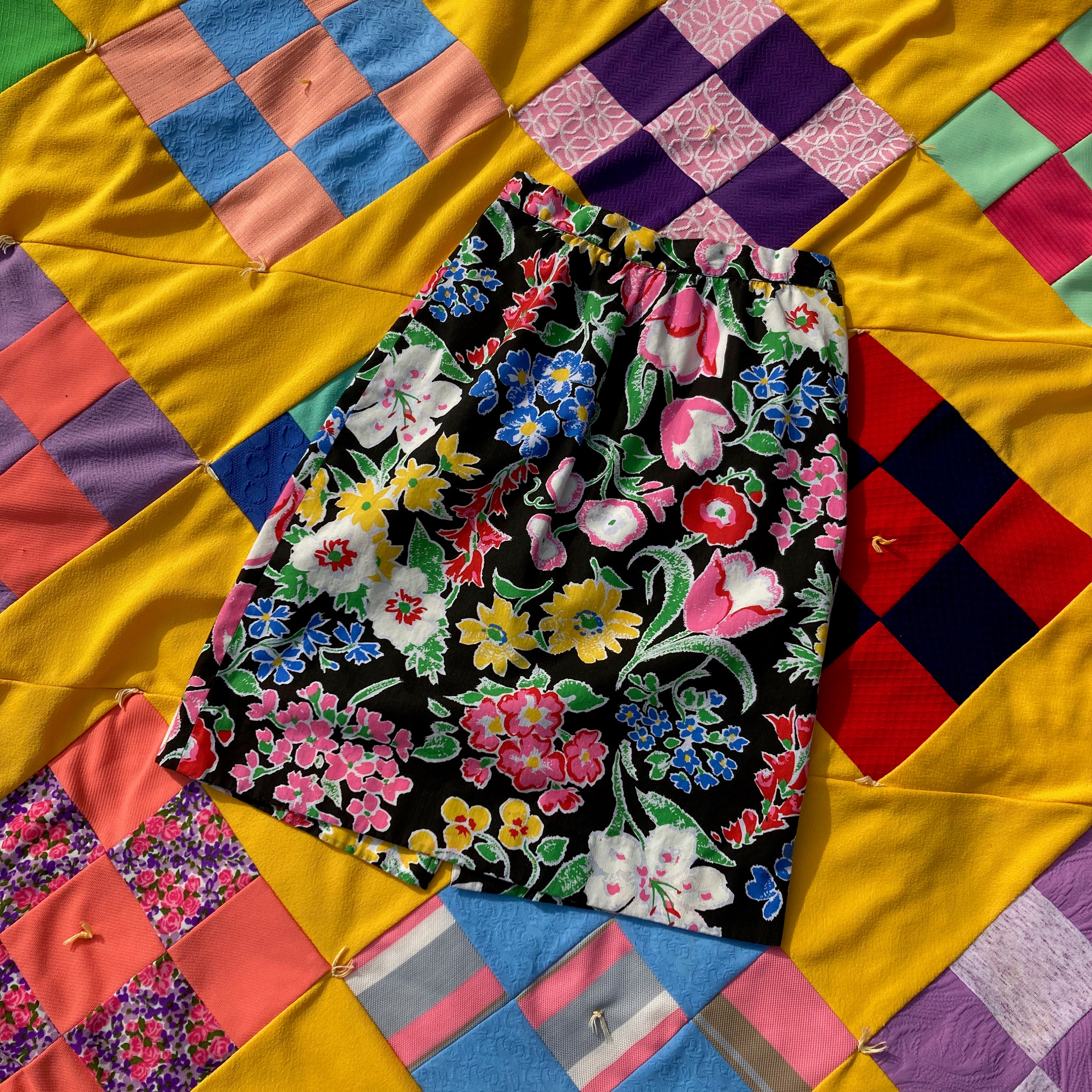 70s fashion cheap floral skirt