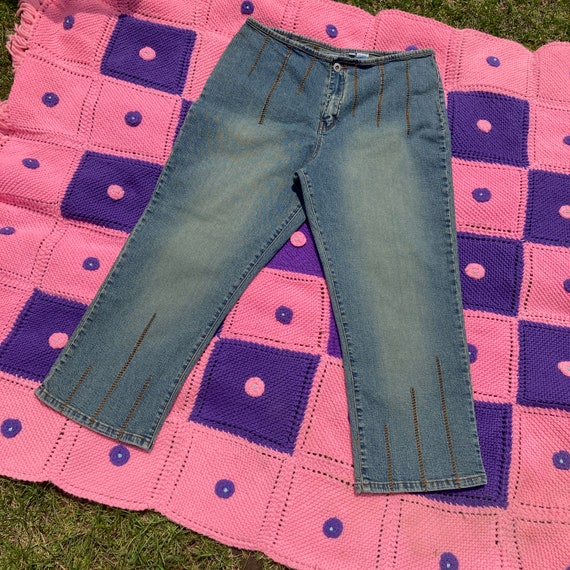y2k vintage capri jeans medium  wash  00s 2000s L… - image 2