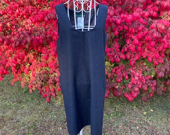 vestido jersey vintage lana de los 90 / S-M / gris oscuro académico 1990s Harvé Bernard academia oscura