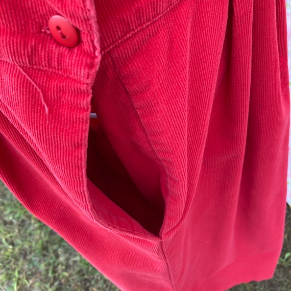 vintage red corduroy jumper dress 80s 90s cottage… - image 8