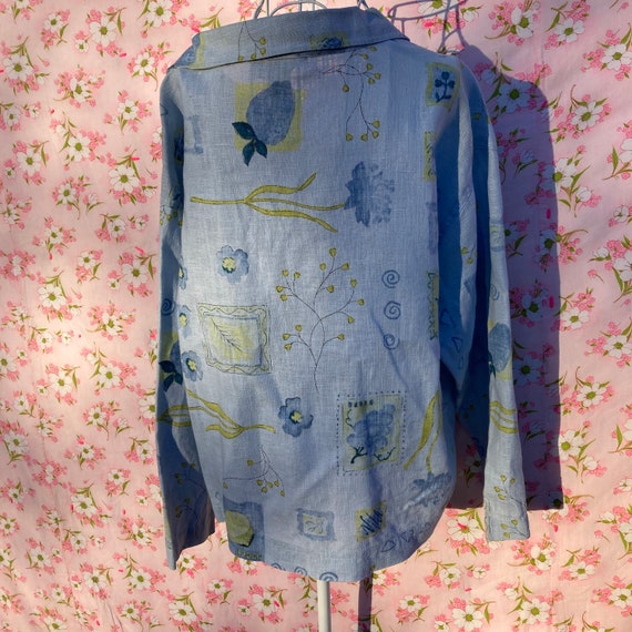 Vintage jacket linen 90s S M small medium  yellow… - image 4