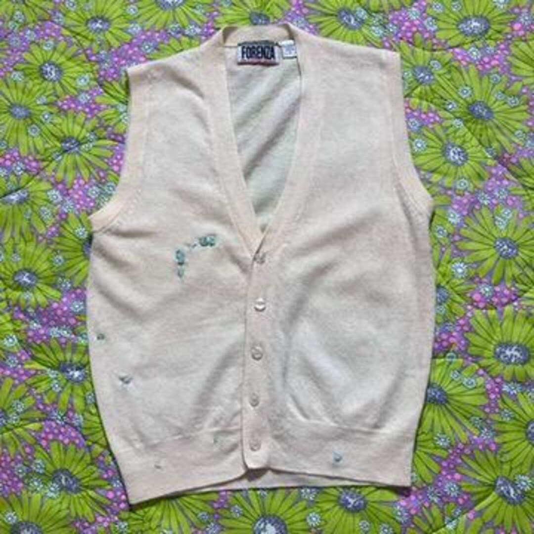 Vintage 90s Wool Blend Tan Sweater Vest