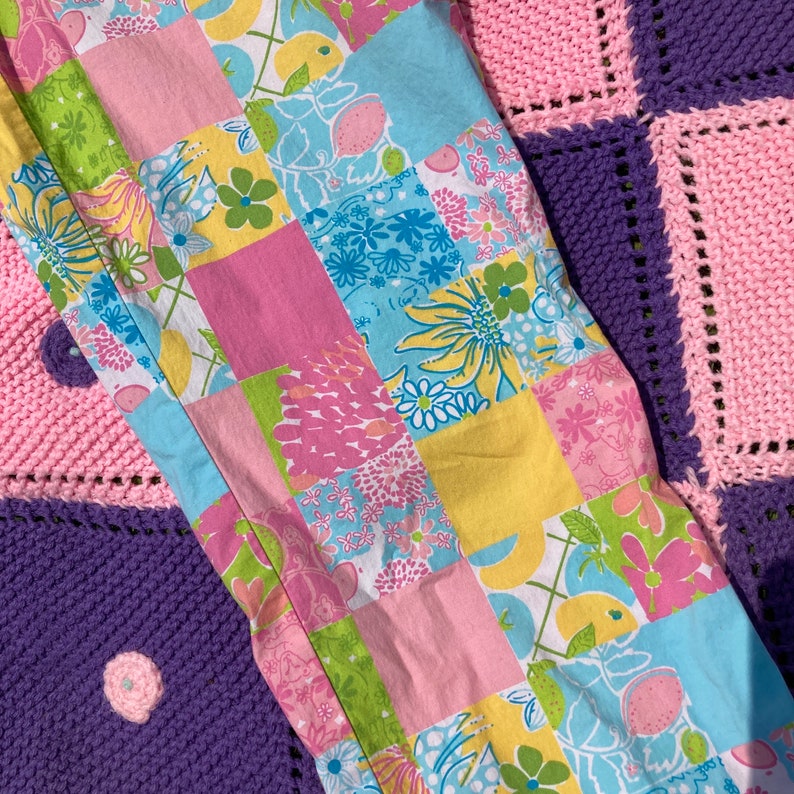 Vintage 90s Y2K Lilly Pulitzer capri pants pink patchwork print 30 30.5 M-L image 4