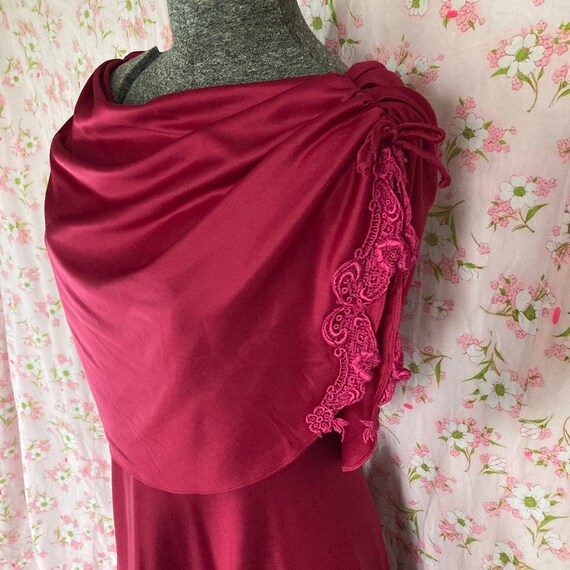 70s vintage maxi dress wine red XS-S 1970s maroon… - image 7