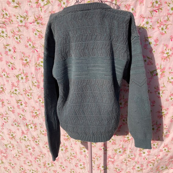 Vintage knit sweater 80s 90s teal | M-L | abstrac… - image 6
