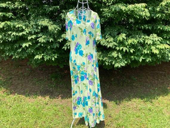 vintage cottage core dress floral  90s sage green… - image 1