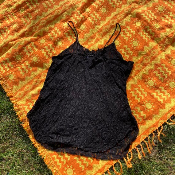 Vintage vtg black lace slip top 90s S M camisole … - image 4