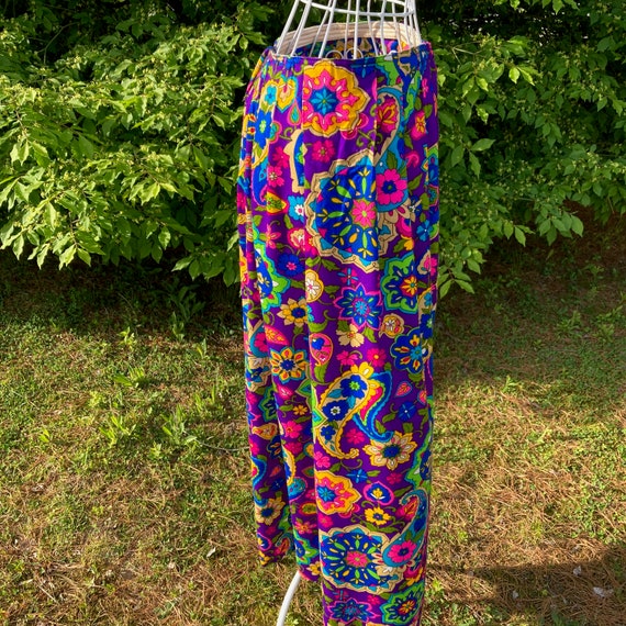 Vintage 70s psychedelic skirt colorful bright XS-… - image 5