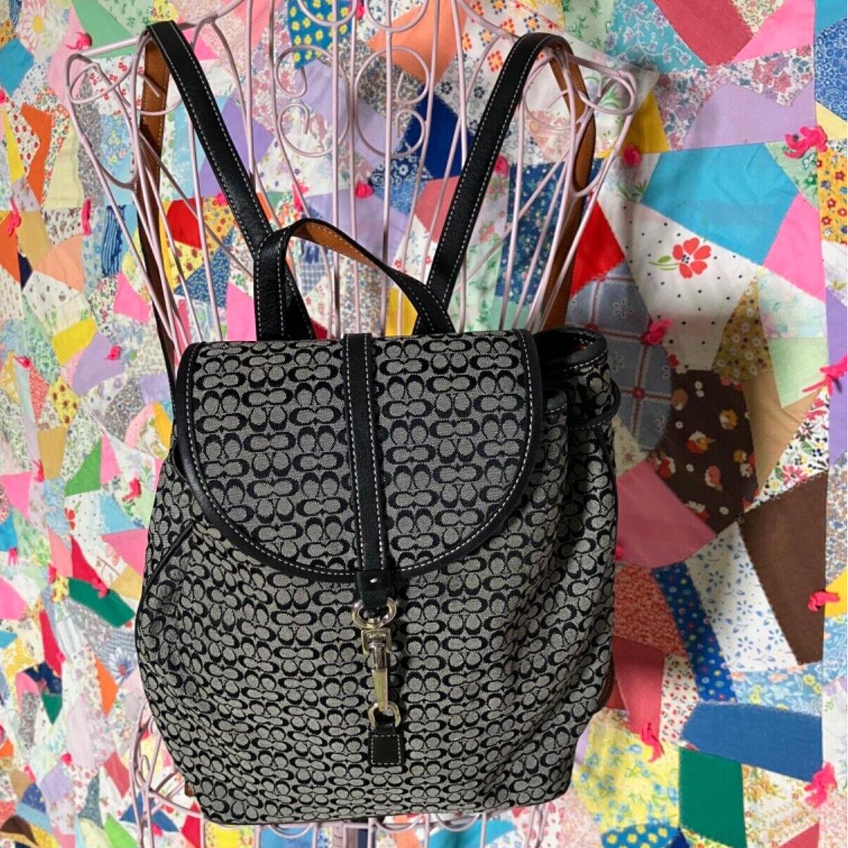 Vintage Y2k Coach Backpack 6342 Legacy Signature C Black Grey