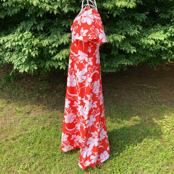 70s vintage maxi dress | M | Hawaiian floral red … - image 6