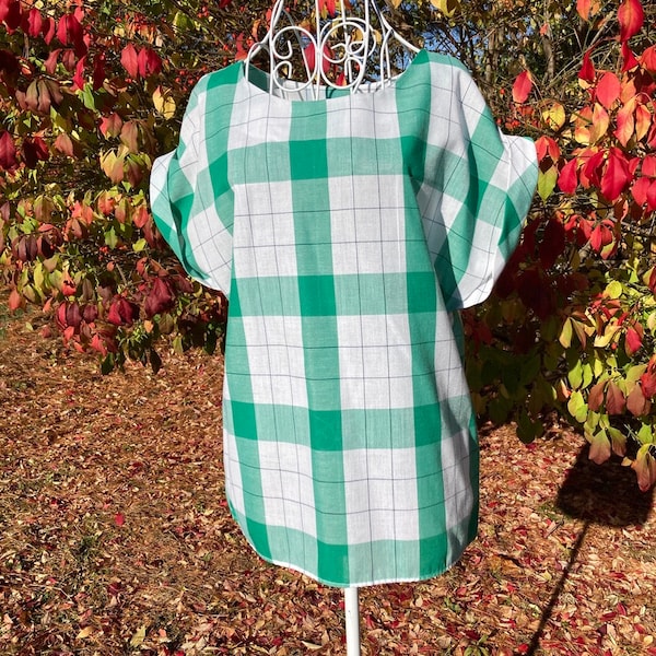 Vintage 90s Wrangler plaid top |S-M| green white 1990s sleeveless cotton top shirt blouse boxy