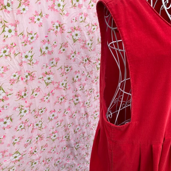 vintage red corduroy jumper dress 80s 90s cottage… - image 9