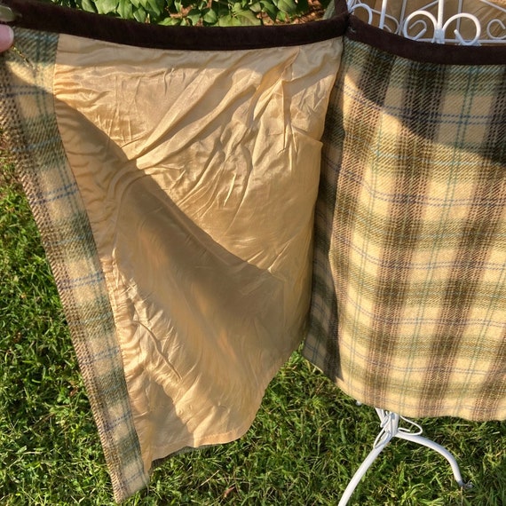 80s 90s vintage skirt pleated plaid cream brown |… - image 3