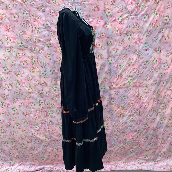 Vintage 70s black dress 1970s tiered ruffle flora… - image 4