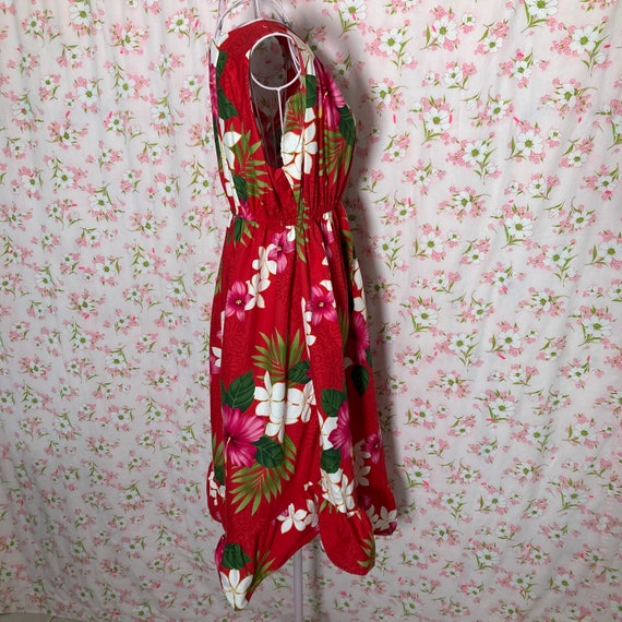 70s 80s vintage dress | S-M | Hawaiian floral red… - image 7