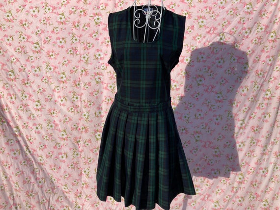 Vintage 90s Plaid Dress 1990s Academic Preppy | S - M | Blue Green Royal  Park Uniforms - Etsy