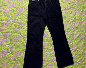 Pantalones vintage L E I de tiro medio acampanados de pana en mezcla de algodón negro, cintura de 81 cm, años 90, 90 y 00, Y2K