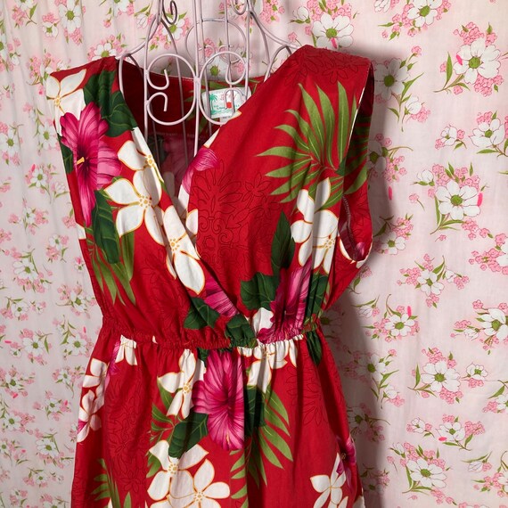 70s 80s vintage dress | S-M | Hawaiian floral red… - image 5