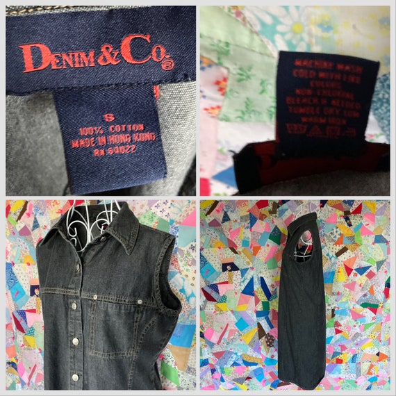 vintage cottage core denim dress grey Y2K 90s 199… - image 2