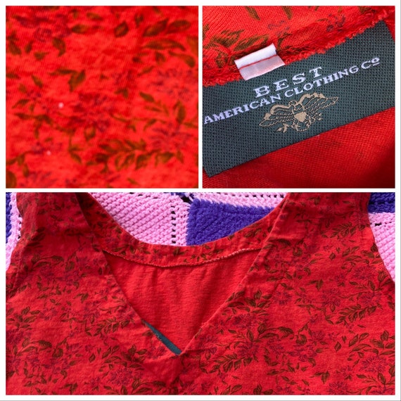 Vintage 90s tank red floral 1990s - image 2