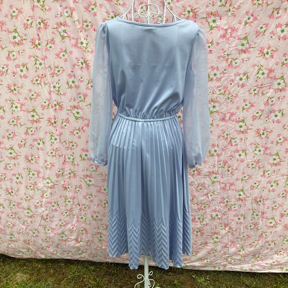 70s vintage slate blue dress 1970s retro mod | S-… - image 5