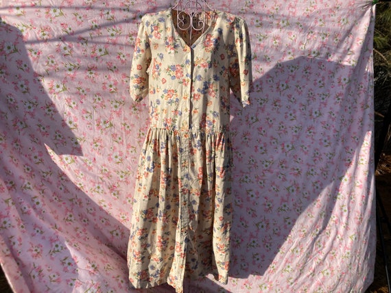 vintage 90s  dress linen Eddie Bauer |M-L|  cotta… - image 1