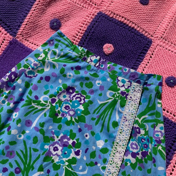 Vintage 70s skirt blue green purple floral print … - image 9