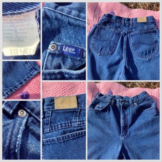 vintage lee jeans high waisted blue rinse 90s 100… - image 3