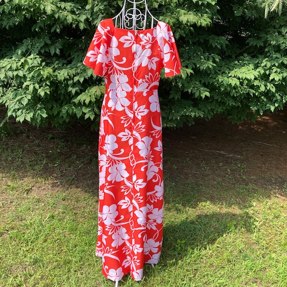 70s vintage maxi dress | M | Hawaiian floral red … - image 7