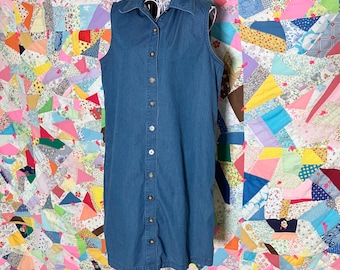vintage 90s y2k  dress cotton western farmcore jean chambray |S-M| Marsh Landing