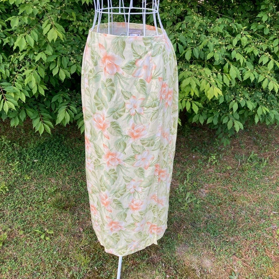 vintage skirt pastel floral yellow 1990s cottage … - image 5