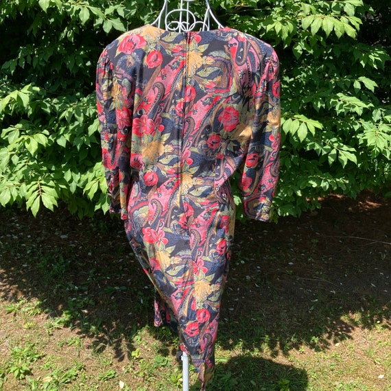 vintage 80s dress green red pink paisley floral p… - image 8