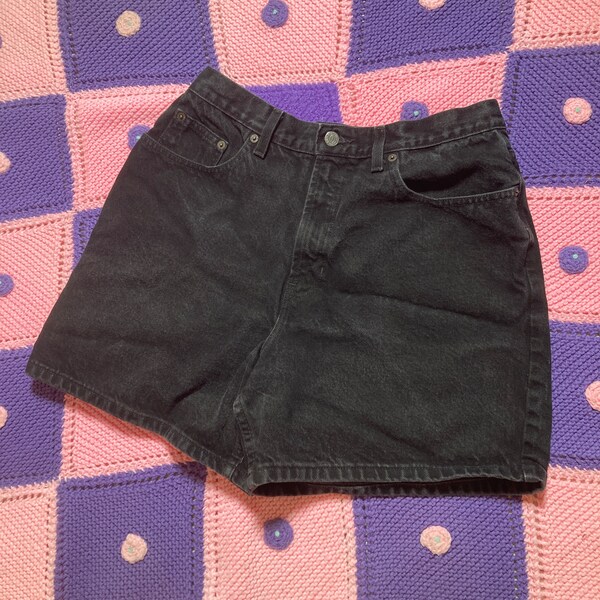 Vintage   shorts high waisted rise denim jeans 90s 1990s  black  small medium 30 in - 31 in Old Navy