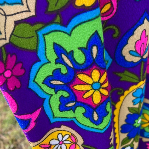 Vintage 70s psychedelic skirt colorful bright XS-… - image 6