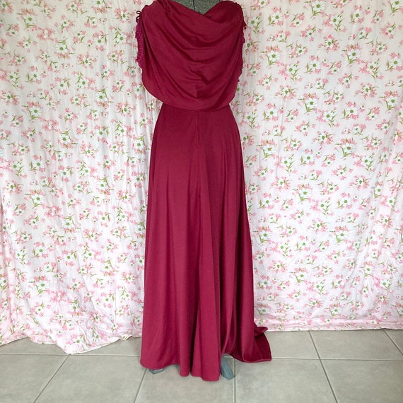 70s vintage maxi dress wine red XS-S 1970s maroon… - image 10