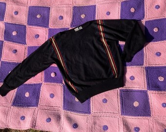 vintage 80s black sweater striped metallic sparkly gold red blue 1980s Liz Claiborne