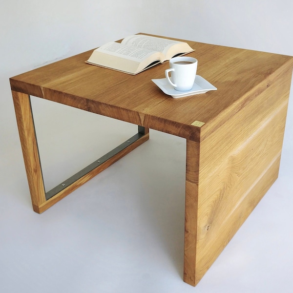 MILAAU | Oak Coffee Table MAOLI | Wood Side Table | Minimalist Industrial End Table