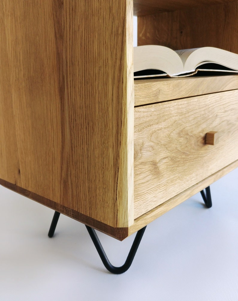 MILAAU Scandinavian side table Mid century cabinet Oak nightstand LILU Wood end table