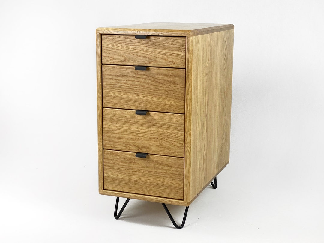 Solid Oak Wood Office Container: Mid-century Modern Desk Storage - Etsy