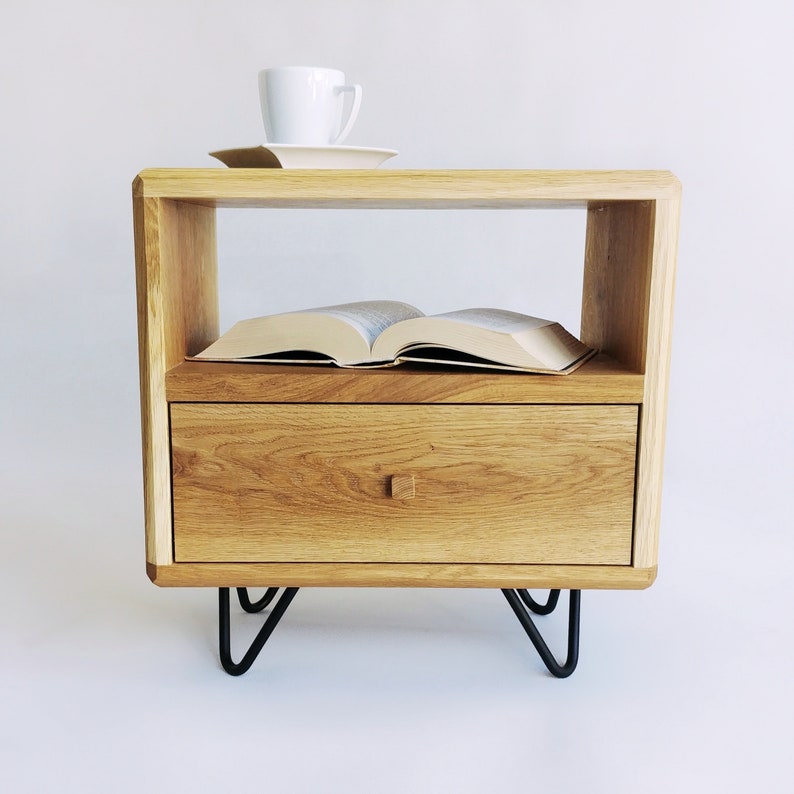 MILAAU Scandinavian side table Mid century cabinet Oak nightstand LILU Wood end table