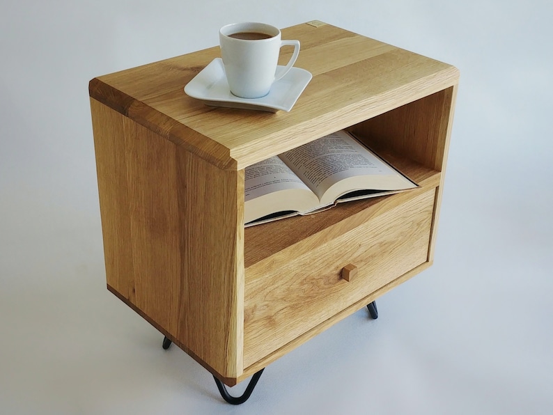 MILAAU Scandinavian side table Mid century cabinet Oak nightstand LILU Wood end table