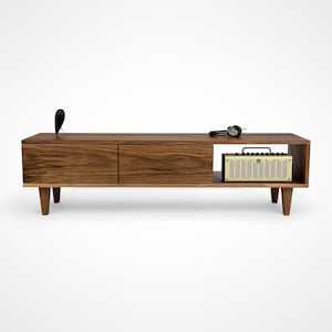 Handmade Walnut TV Stand: Solid Wood Media Console