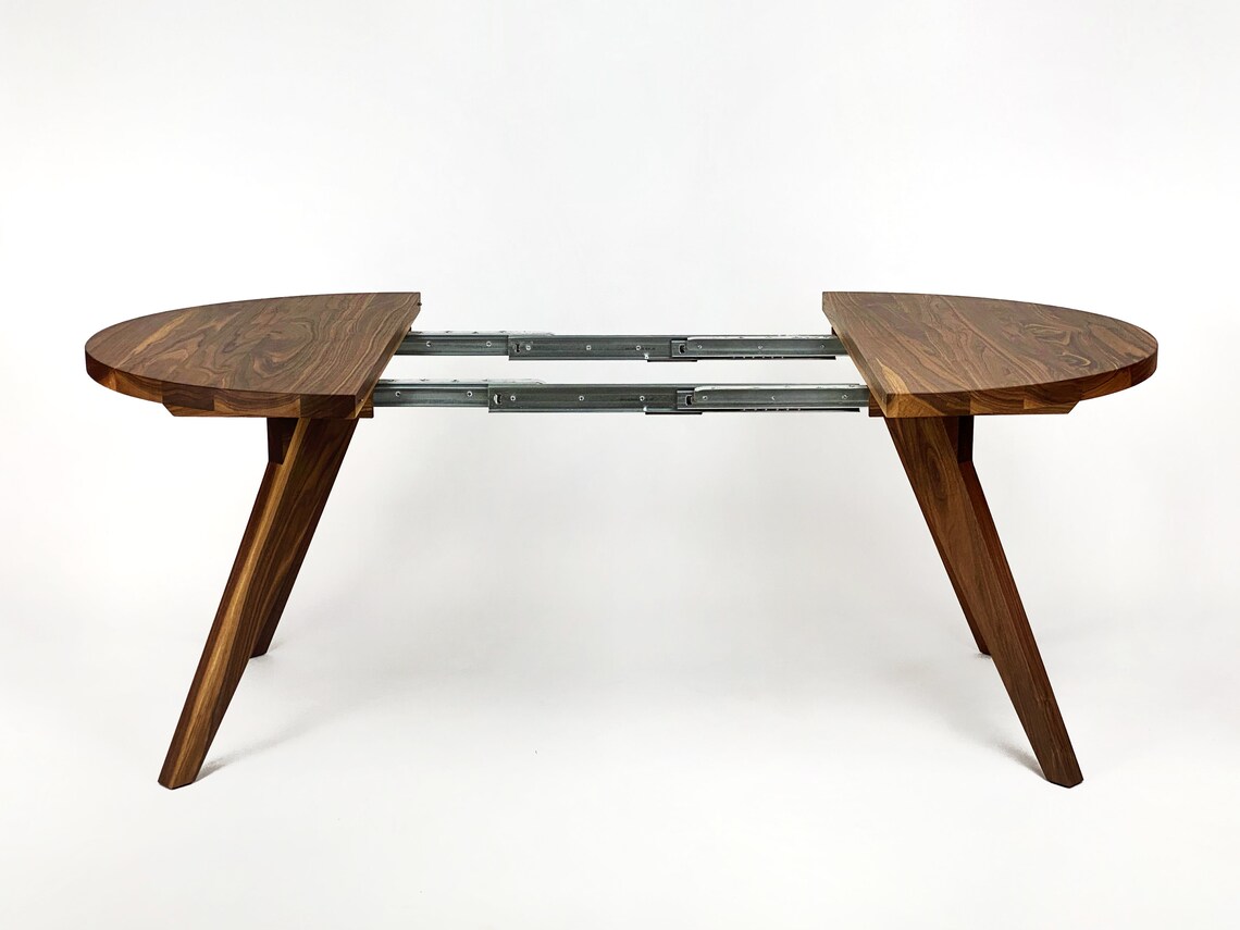 MILAAU Extendable Round Walnut Table Solid Walnut Wood Etsy