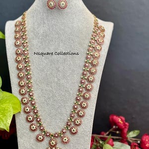 Antique Kemp Bottu mala Haram: South Indian Ruby Bridal Jewelry