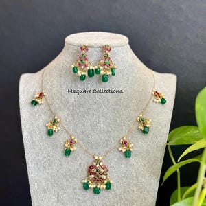 Antique Kemp Pearl Attigai Necklace Set: Invisible Chain Charm Jewelry