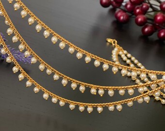 gold jhumka three layer